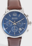 Hugo Boss Attitude Blue Dial Brown Leather Strap Watch for Men - 1513606 Authentic Buy Shop Now