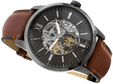 Fossil Townsman Automatic Skeleton Black Dial Brown Leather Strap Watch for Men - ME3181 Authentic Buy Shop Now