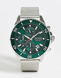 Hugo Boss Admiral Green Dial Silver Mesh Bracelet Watch for Men - 1513905 Authentic Buy Shop Now