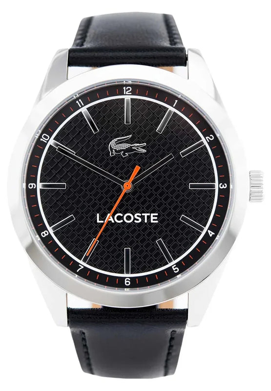 Lacoste Edmonton Black Dial Black Leather Strap Watch for Men - 2010888 Authentic Buy Shop Now