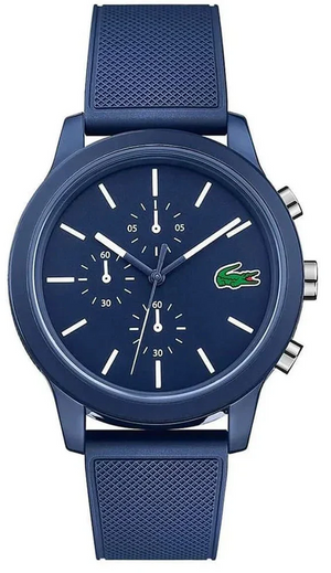 Lacoste 12.12 Chronograph Blue Dial Blue Silicon Strap Watch for Men - 2010970 Authentic Buy Shop Now