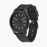 Lacoste 12.12 Black Dial Black Silicon Strap Watch for Men - 2010986 Authentic Buy Shop Now