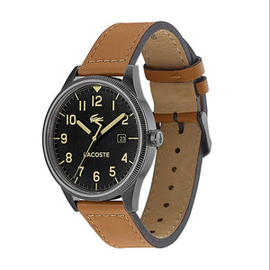 Lacoste Continental Black Dial Brown Leather Strap Watch for Men - 2011021 Authentic Buy Shop Now