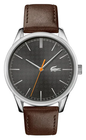 Lacoste Vienna Grey Dial Brown Leather Strap Watch for Men - 2011045 Authentic Buy Shop Now