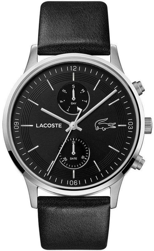 Lacoste Madrid Black Dial Black Leather Strap Watch for Men - 2011064 Authentic Buy Shop Now