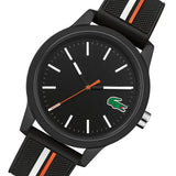Lacoste 12.12 Black Dial Black Silicon Strap Watch for Men - 2011071 Authentic Buy Shop Now