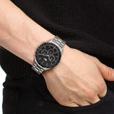 Lacoste Boston Chronograph Black Dial Silver Steel Strap Watch for Men - 2011079 Authentic Buy Shop Now