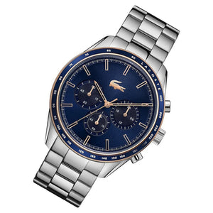 Lacoste Boston Chronograph Blue Dial Silver Steel Strap Watch for Men - 2011081 Authentic Buy Shop Now