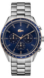 Lacoste Boston Chronograph Blue Dial Silver Steel Strap Watch for Men - 2011081 Authentic Buy Shop Now