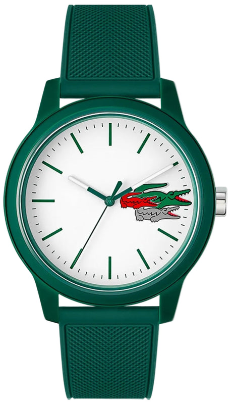 Lacoste 12.12 White Dial Green Silicon Strap Watch for Men - 2011135 Authentic Buy Shop Now