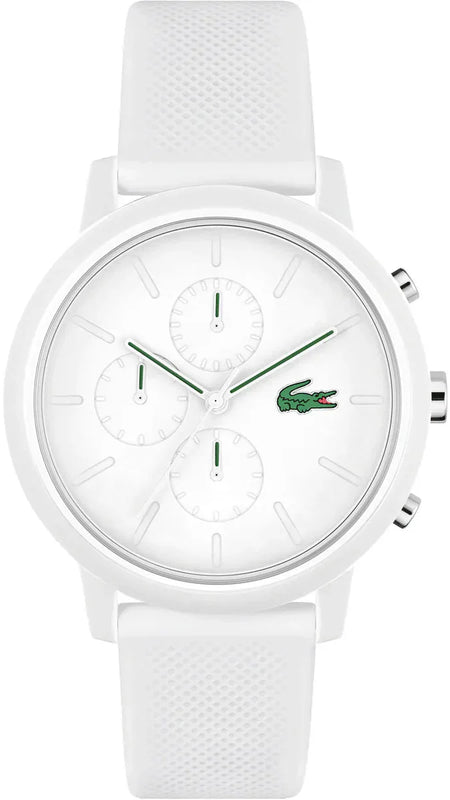 Lacoste 12.12 Chronograph White Dial White Silicon Strap Watch for Men - 2011246 Authentic Buy Shop Now