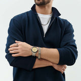 Lacoste Boston Chronograph Beige Dial Silver Steel Strap Watch for Men - 2011271 Authentic Buy Shop Now