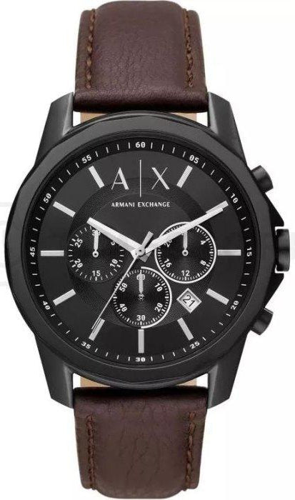 Armani Exchange Outerbanks Chronograph Black Dial Brown Leather Strap Watch For Men - AX1732 Authentic Buy Shop Now