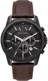 Armani Exchange Outerbanks Chronograph Black Dial Brown Leather Strap Watch For Men - AX1732 Authentic Buy Shop Now