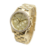 Marc Jacobs Henry Chronograph Gold Dial Gold Steel Strap Watch for Women - MBM3105 Authentic Buy Shop Now