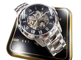 Fossil Grant Skeleton Black Dial Silver Steel Strap Watch for Men - ME3055 Authentic Buy Shop Now