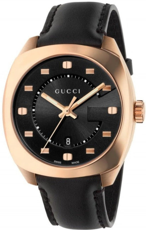 Gucci GG2570 Quartz Black Dial Black Leather Strap Watch For Men - YA142309 Authentic Buy Shop Now