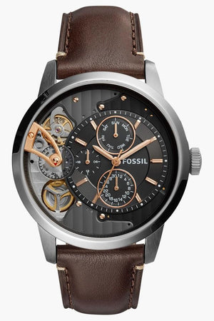 Fossil Townsman Automatic Black Dial Brown Leather Strap Watch for Men - ME1163 Authentic Buy Shop Now