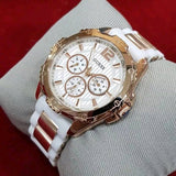 Guess Intrepid White Dial Two Tone Silicone Strap Watch For Women - W0325L6 Authentic Buy Shop Now
