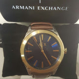 Armani Exchange Nico Quartz Blue Dial Brown Leather Strap Watch For Men - AX2334 Authentic Buy Shop Now