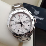 Tag Heuer Aquaracer Caliber 16 Automatic Chronograph White Dial Silver Steel Strap Watch for Men - CAY2111.BA0927 Authentic Buy Shop Now
