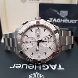 Tag Heuer Aquaracer Caliber 16 Automatic Chronograph White Dial Silver Steel Strap Watch for Men - CAY2111.BA0927 Authentic Buy Shop Now