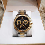Versace Dylos Chronograph Black Dial Two Tone Steel Strap Watch for Men - VQC100016 Authentic Buy Shop Now