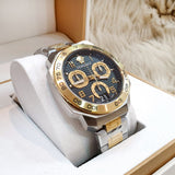 Versace Dylos Chronograph Black Dial Two Tone Steel Strap Watch for Men - VQC100016 Authentic Buy Shop Now