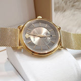 Versace V Circle Quartz Gold Dial Gold Mesh Bracelet Watch For Men - VBQ070017 Authentic Buy Shop Now