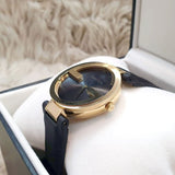 Gucci Interlocking G Gold Black Dial Black Leather Strap Unisex Watch - YA133326 Authentic Buy Shop Now