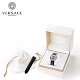 Versace V-Circle Silver Dial Black Leather Strap Watch for Men - VEBQ01219 Authentic Buy Shop Now