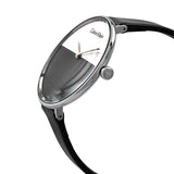 Calvin Klein Rise White Grey Dial Black Leather Strap Watch for Women - K7A231C3 Authentic Buy Shop Now