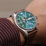 IWC Pilot's Watch Chronograph Edition Racing Green 43mm Green Dial Brown Leather Strap Watch for Men - IW377726 Authentic Buy Shop Now