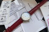 IWC Portofino Automatic Diamonds Silver Dial Red Leather Strap Watch for Women - IW357408 Authentic Buy Shop Now