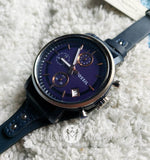 Fossil Boyfriend Sport Chronograph Blue Dial Blue Leather Strap Watch for Women - ES4113 Authentic Buy Shop Now