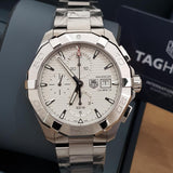 Tag Heuer Aquaracer Caliber 16 Automatic Chronograph White Dial Silver Steel Strap Watch for Men - CAY2111.BA0927 Authentic Buy Shop Now