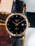 Longines Record Black Dial Black Leather Strap Watch for Men - L2.821.5.57.2 Authentic Buy Shop Now