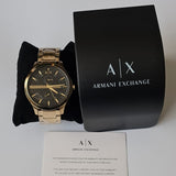 Armani Exchange Hampton Chronograph Black Dial Gold Steel Strap Watch For Men - AX2122 Authentic Buy Shop Now