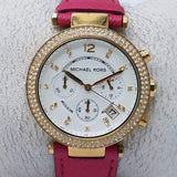 Michael Kors Parker Chronograph White Dial Pink Leather Strap Watch for Women - MK2297 Authentic Buy Shop Now