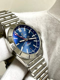 Breitling Chronomat GMT 40 Blue Dial Silver Steel Strap Watch for Men - A32398101C1A1 Authentic Buy Shop Now