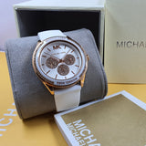 Michael Kors Oversized Sport Quartz White Dial White Rubber Strap Watch For Women - MK6945 Authentic Buy Shop Now