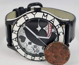 Marc Jacobs White & Black Dial Black Leather Strap Watch for Women - MBM1148 Authentic Buy Shop Now