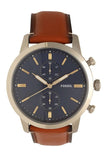 Fossil Townsman Chronograph Blue Dial Brown Leather Strap Watch for Men - FS5279 Authentic Buy Shop Now
