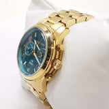 Michael Kors Runway Hunger Stop100 Series Blue Dial Gold Steel Strap Watch for Women - MK5815 Authentic Buy Shop Now