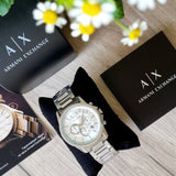 Armani Exchange Outerbanks Chronograph Silver Dial Silver Steel Strap Watch For Men - AX7141 Authentic Buy Shop Now