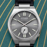 Citizen Tsuyosa Automatic Grey Dial Black Leather Strap Watch for Men - NK5010-01H