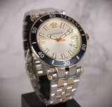 Versace Greca Sport Quartz White Dial Two Tone Steel Strap Watch For Men - VEZ300521 Authentic Buy Shop Now