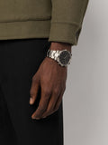 Daniel Wellington Iconic Chronograph Link Black Dial Silver Steel Strap Watch For Men - DW00100645 Authentic Buy Shop Now