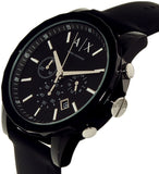 Armani Exchange Outerbanks Chronograph Black Dial Black Silicone Strap Watch For Men - AX1326 Authentic Buy Shop Now