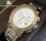 Burberry The City White Dial Two Tone Steel Strap Watch for Men - BU9751 Authentic Buy Shop Now